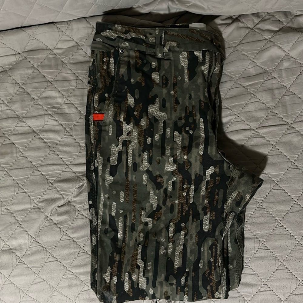Duck camp brush pants woodland color.